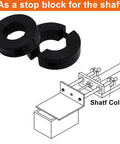 Two Piece Clamp On Shaft Collars For Industrial Machinery, Black Double Split, Three Quarters Inch Bore, Illustration Showing Use
