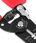 Close-up of 10-22 AWG Wire Stripper Cutter For Home And Pro Use, showcasing manganese steel blades and non-slip handle design.
