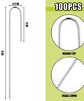 Diagram of 100 Count Half Inch Irrigation Drip Tubing Stakes 5 Inch J Shaped Landscape Staples with 1/2 inch width and 14GA thickness.