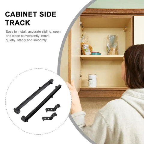Person installing Hidden Flip Up Cabinet Door Rail Set 9.5 Inch Track Hardware in kitchen cabinet