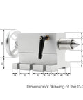 Dimensional drawing of the Killer CNC Engraving Tailstock Base System Featuring Three Swappable Heads Model TS-03.