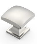 Square brushed satin nickel cabinet knob, zinc alloy. Part of Ten Pack One And One Third Inch Brushed Satin Nickel Cabinet Knobs And Pulls Bundle.