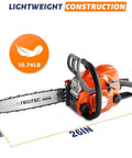 Gas Powered Chainsaw With 14 Inch Top Handle 2 Stroke Motor Easy Start Ergonomic Wrap Around Grip featuring lightweight design