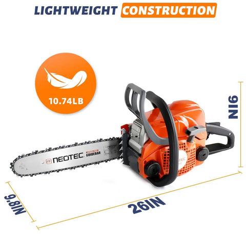 Gas Powered Chainsaw With 14 Inch Top Handle 2 Stroke Motor Easy Start Ergonomic Wrap Around Grip featuring lightweight design