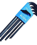 Round Head Metric Hex Key Set, 9 Pc, Ball End for Angled Tightening Up to 25 Degrees, Includes 1.5-8 mm Keys, Black Finish in holder