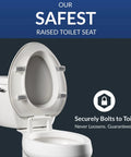 3 Inch Raised Toilet Seat For Seniors With Secure Hinges No Wobble Clean Shield Guard Elongated White Heavy Duty