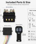 12V Wireless Winch Control Kit With 500A Relay And Dual Remotes dimensions and parts list