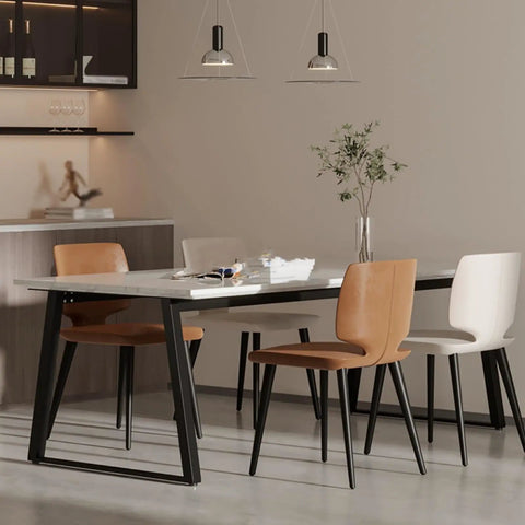 Killer Heavy Duty Metal Table Legs With Quick Install Foot Caps Matte Black Iron Desk Supports For Industrial Coffee Tables And Diy Furniture Makeovers That Always Hit The Spot on a modern dining table with stylish chairs.