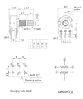 Technical diagram of 5 Pack WH148 50K Potentiometers 6 Pin 15mm Shaft Dual Linear Rotary Pots For Audio Volume Control Light Dimming