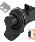 Five Pack Push Button Boat Latch Set Black Plastic Door Lock With Spring Pop Mechanism and mounting hardware shown