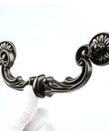 Close-up of Six Pack Antique Black Bronze Drop Down Bail Drawer Pulls Rustic Vintage Cabinet Hardware 7.3 Inch Total Length