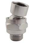 Leak-Proof 360 Degree Swivel Shower Head Adapter With Ball Joint, Universal Arm Connector For Adjustable Showers, No-Fuss Durable Brass And Chrome Build In Brushed Nickel Finish, angled metal adapter