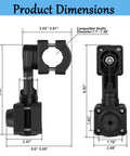 Dimensions of Zero Degree Transducer Mount For Trolling Motor Shaft Or Poles 1.1 To 1.38 Inch LVS32 Compatible shown in diagram