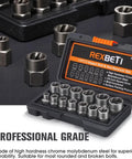 Impact Bolt And Nut Remover Set 14 Piece With Solid Storage Case in black case, chrome molybdenum steel, professional grade tools