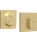 Heavy Duty Deadbolt Lock For Front Door, Satin Brass Square Locking Bolt, Fits Left Or Right Handed Doors, Interior Or Exterior Use