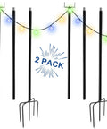 Sturdy Metal String Light Poles 2 Pack For Outdoor Use Beefy Weatherproof And Built To Last With Rust Resistant Coating