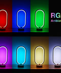 Ellipse Shaped Wooden Table Lamp With RGB Color Changing Light Featuring 16 Color Modes Handmade Beech Night Light showcased in various colors
