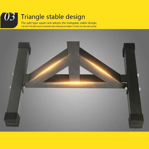 Triangle stable base of All-In-One Squat Rack For Home Gym Heavy-Duty Steel Weightlifting Stand With Adjustable Bench Press