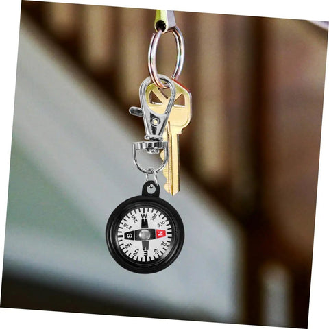Compact Hiking Compass Keychain With Snap Hook Lightweight Plastic Pocket Compass on keyring with house key