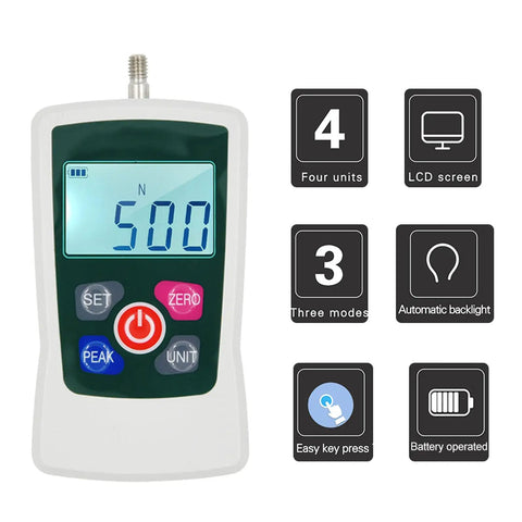 50N Digital Force Meter Handheld Push Pull Tester With 3 Modes And 4 Units Backlit Screen For Precise Measurement And Solid Statistical Analysis A Dope Tool For Lab Work And Field Testing, handheld LCD