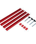 Heavy Duty Aluminum T Slot Rail And Slider Set With Double Groove Profile, includes 4 connectors and pre-drilled mounting holes.