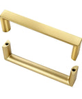 Ten Pack Brass Gold Solid Square Cabinet Pulls And Drawer Handles For Kitchen Cabinets Cupboards And Dressers Three And Three Quarters Inch Length Bar Width About Half Inch Ninety Six Millimeter Center To Center Mount Durable Solid Metal Hardware