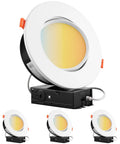 6 Inch Gimbal LED Recessed Downlight No Brainer Dimmable 5CCT, Junction Box Included, Air Tight Design, Pack of 4 shown