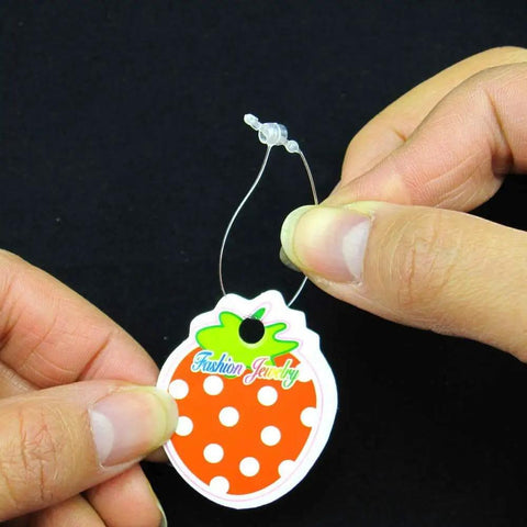 2000 Piece Bulk Clear Plastic Hang Tag Fasteners With Quick Snap Security Loops For Retail Stores No Sweat Setup Durable Polypropylene Price Pins 3 Inch 5 Inch Straight Up Apparel Hanging Kit with strawberry design