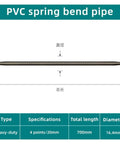 Rugged Square Steel Spring Bender For Pvc Pipe And Wire Tubing Heavy Duty Manual Tube Former Tool displayed with dimensions.