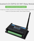 8 Channel ESP32 S3 WiFi Relay Module With Onboard RS485 Digital Inputs Relay Outputs Ethernet Port And Multiple Isolation Protection Circuits For Industrial Automation And Bluetooth WiFi Remote Control front view