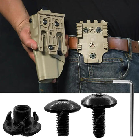 Heavy Duty Black Three Prong T Nuts And Eight Thirty Two By Five Sixteenths Screw Kit For Gun Holsters Kydex Leather And Wood.