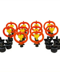 10 Set Half Inch Orange Drip Irrigation Kit with Misting Drippers Tubing Connectors and Sprinkler Heads visible