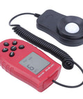 Handheld Digital Illuminance Meter Lux Meter With Auto-Ranging Photometer, Pro-Grade Portable Light Meter For Indoor And Outdoor Use, Smart Digital Display, Lux Range 2000 20000 200000 lx, HS1010A with probe and red ABS body