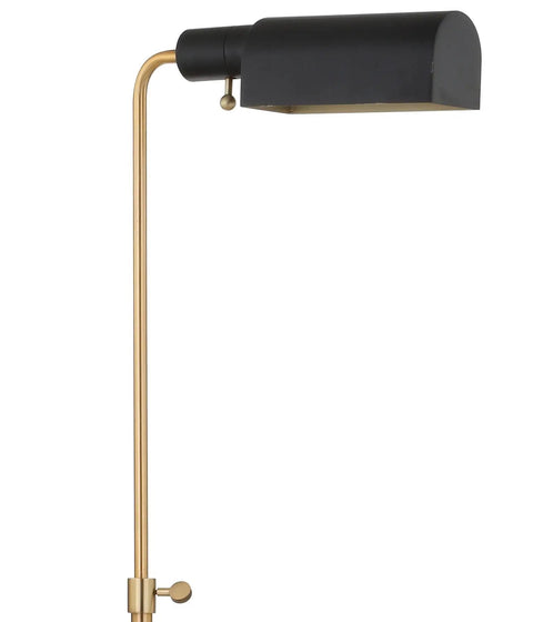 56.5 Inch Adjustable Brass Gold And Carrara Marble Library LED Floor Lamp With Sleek Black Metal Shade