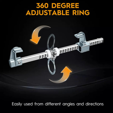 Portable Aluminum Horizontal Sliding Beam Anchor For Construction Safety Adjustable I Or H Beam Clamp With Carry Bag shows 360-degree adjustable ring.