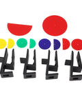 Pro Grade Cabinet Scribing Jig Set For DIY Woodworking Projects Great For Furniture Assembly And Installation With Sturdy ABS Plastic; includes multiple colored discs and black ABS jigs for 15mm to 18mm boards.