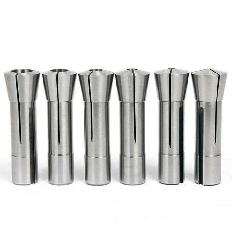 Six Piece R8 Collets Set for CNC Milling 1/8 to 3/4 Inch, Precision Ground Hardened and Ground Mill Chuck Holder Kit, Close Tolerance TIR.0006