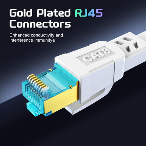 Cat 8 Ethernet Cable 100 Ft Heavy Duty Shielded SFTP Patch Cord For Gaming Router Modem Outdoor Indoor Weatherproof UV Resistant