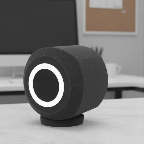 Heavy Duty Microphone Windscreen And Acoustic Foam Guard With Thick Padding To Knock Harsh Plosives Dead While The Airtight Seal Blocks Room Echo And Keeps Your Home Studio Vocal Tracks Butter Smooth, black foam design.