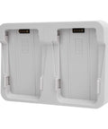 60W Dual Battery Drone Charger 2 In 1 Charging Hub On The Go for remote controllers and phones, white plastic, dual slots