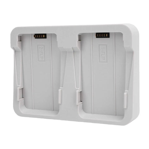 60W Dual Battery Drone Charger 2 In 1 Charging Hub On The Go for remote controllers and phones, white plastic, dual slots