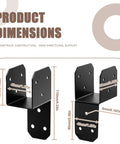 Black steel joist anchor connector dimensions, detailed view of pre-drilled holes and angles for easy installation.