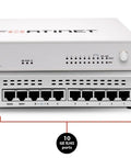 Next Level Small Office Network Firewall Ready To Go With AI Powered Enterprise Security And Five Year FortiGuard Access back view with 10 GE RJ45 ports