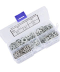 700 Piece Galvanized Toothed Washer Set Including Flat And Lock Washers M3 To M8 Assortment Kit with sturdy plastic case