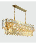 Flex Your Dining Room Vibe with K9 Crystal Oval Chandelier Pendant Light Stainless Steel Kitchen Island Lamp Adjustable Chain 50 cm Modern Luxe Glow Up - gold rectangular pendant light with crystals.