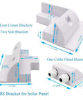 Diagram of Drill Free Solar Panel Mounting Brackets Kit 7 Piece ABS Corner Brackets for roofs on RVs with dimensions