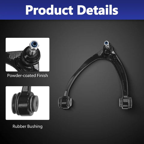 12pcs Front Suspension Control Arm Set For 2007 Through 2014 Chevy Tahoe Direct Fit OE Replacement Front Left And Right Arms For A Smooth Quiet Ride And Easy Bolt On Install black control arm with powder-coated finish and rubber bushing
