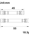 Tough Cnc Machined Center Driveshaft Kit For Axial Scx24 C10 Bronco Jeep Wrangler adjustable U joint dimensions 45mm and 55mm.