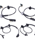 4-pack ABS wheel speed sensor harness kit with front and rear sensors, black wires and gray connectors.