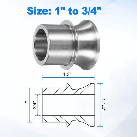 Pro Grade Stainless Steel High Misalignment Spacers For Rod Ends Industrial Precision Bearing Shims, 1" to 3/4" size.